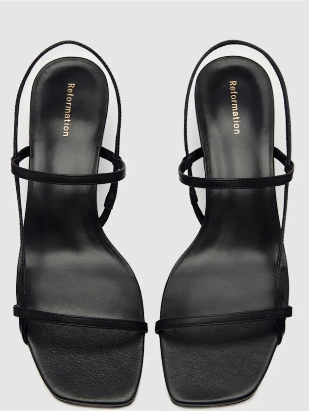 Reformation Black Strappy Square-Toe Sandals